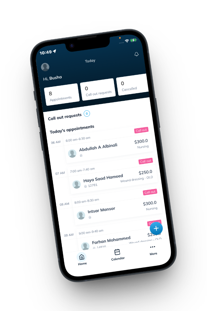 Staff App Dashboard - iPhone Mockup